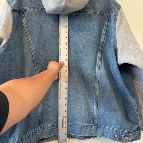 LEVIS HYBRID HOODIE TRUCKER DENIM JEAN JACKET - SIZE XXL Relaxed Fit - Picture 4 of 5